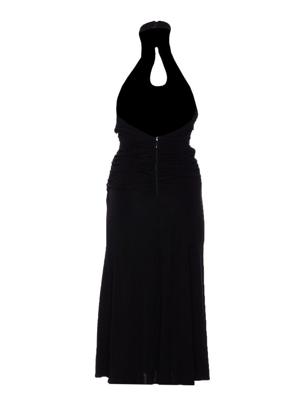 ELISABETTA FRANCHI: knee length dresses - Black Ruffled Dress
