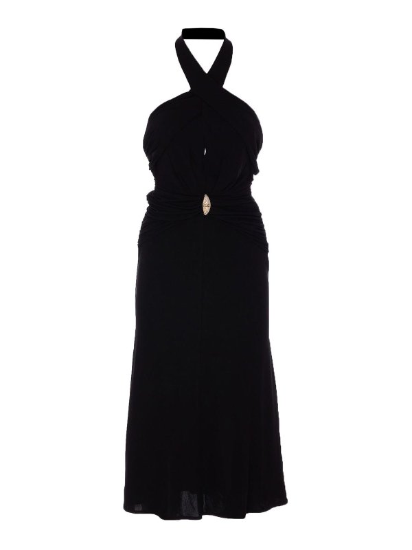 ELISABETTA FRANCHI: knee length dresses online - Black Ruffled Dress