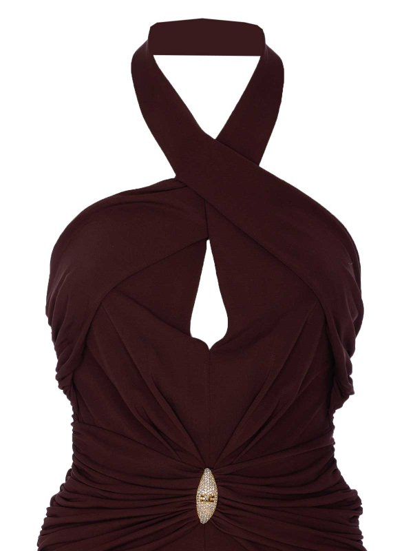 膝丈ドレス - ブラウン shop online: ELISABETTA FRANCHI