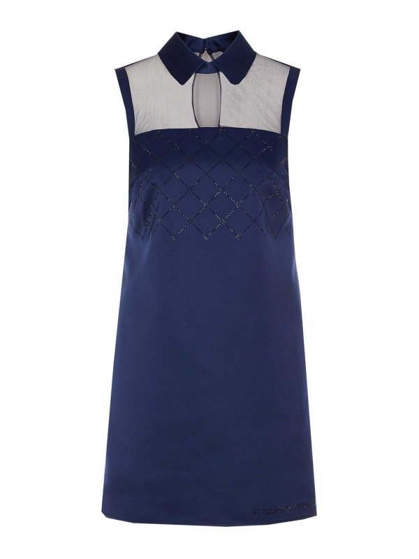 ELISABETTA FRANCHI: knee length dresses - Blue Dresszip And Hook Closure On The Back