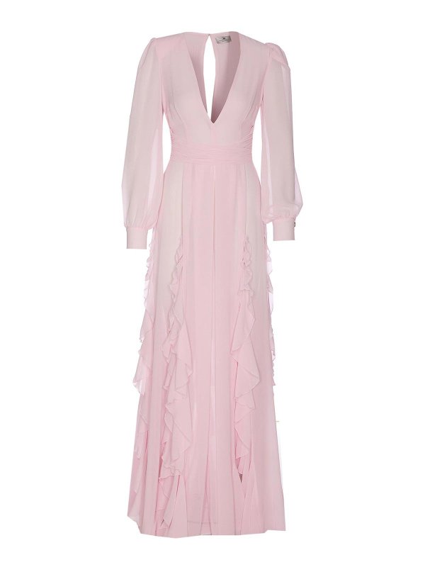 ELISABETTA FRANCHI: ニーレングスドレス - 膝丈ドレス - ヌードカラー