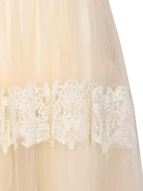 スカート ELISABETTA FRANCHI TULLE SKIRT WITH LACE DECORATIONS Elisabetta Franchi Tulle Skirt With Lace Decorations