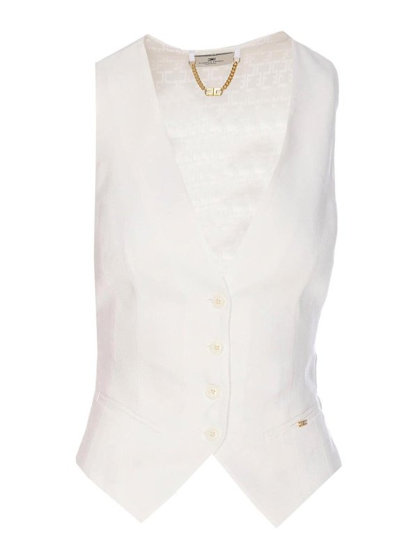 ELISABETTA FRANCHI: Gilets tricot - Gilet - Blanc