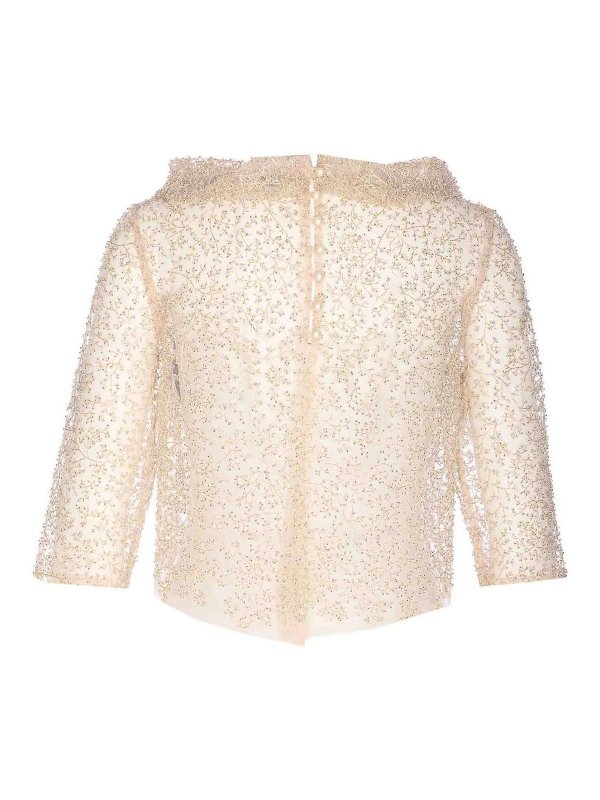 FELY CAMPO: Tops & Tank tops online - Embellished Beads Transparent Top