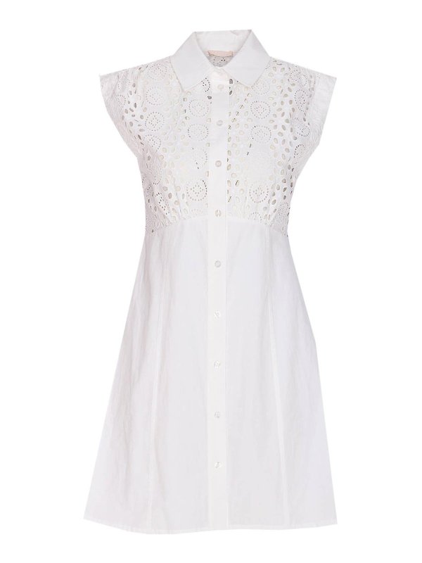 Liu Jo: Knielange Kleider - Knielanges Kleid - Weiß