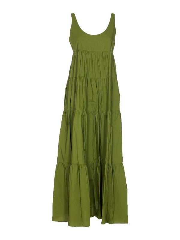 ワンピース Michael Kors Woman Dress Green MS582WLF4C 340 Stretch Cotton Tiered Dress | Michael Kors [US]