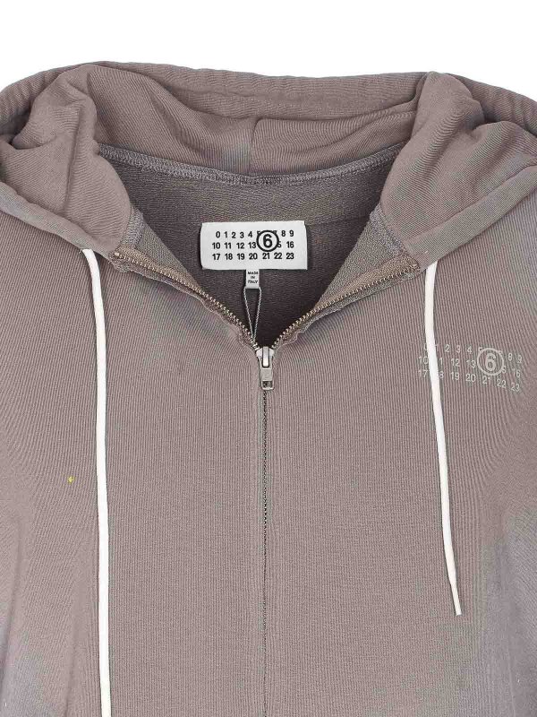 Grey Zip Sleeveless Hoodie shop online: MM6 MAISON MARGIELA