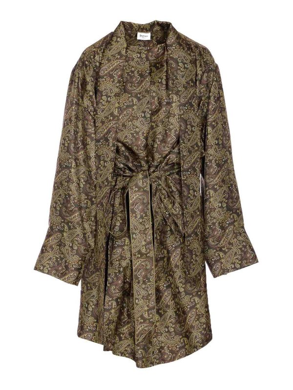 SAINT LAURENT: knee length dresses - Paisley Motif Silk Dress