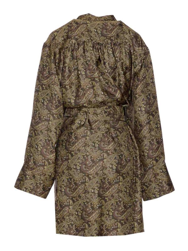 SAINT LAURENT: knee length dresses online - Paisley Motif Silk Dress