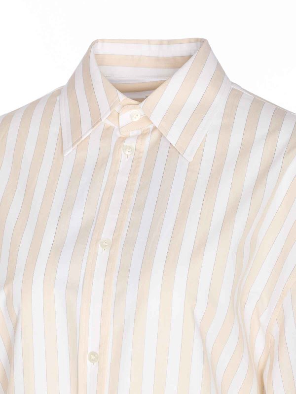 The Best Shops SAINT LAURENT: shirts - Beige And White Striped Shirt