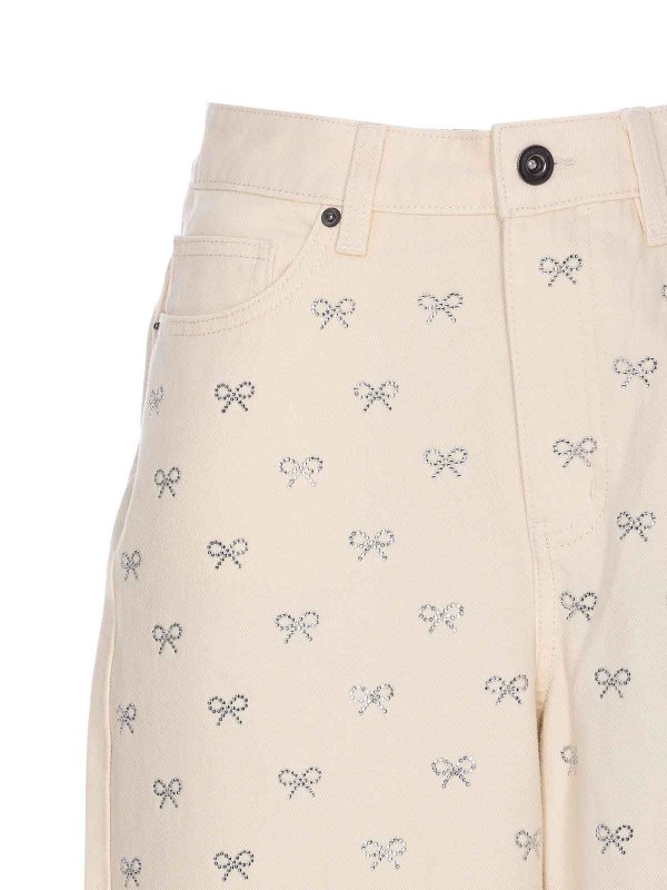 Jeans white diamante bow shop online: Self Portrait