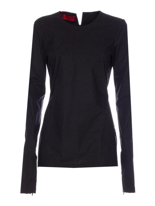 THELATEST: shirts - Black Terry Long Sleeves Shirt