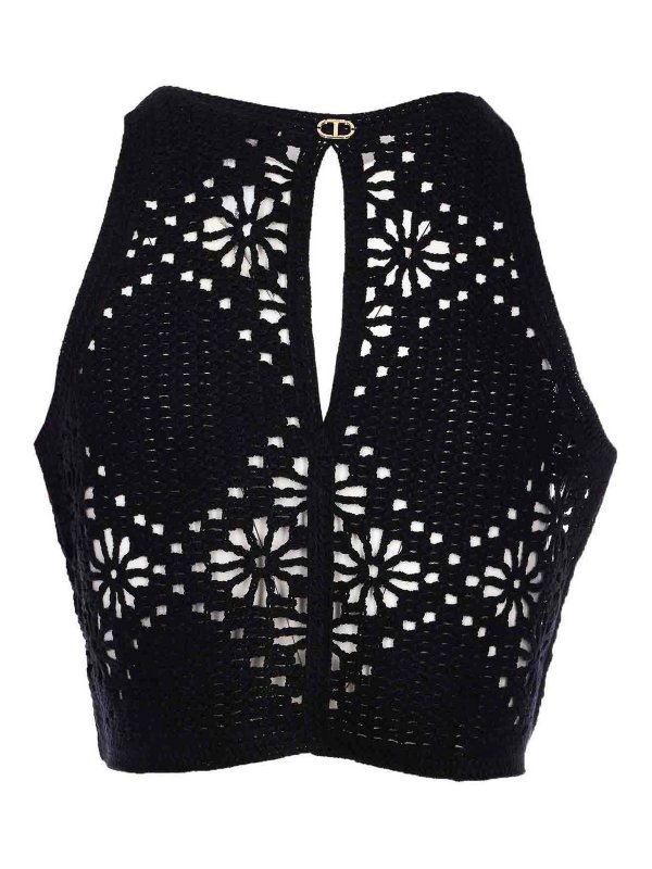 TWINSET: Tops & Tank tops online - Black Emboidered Top