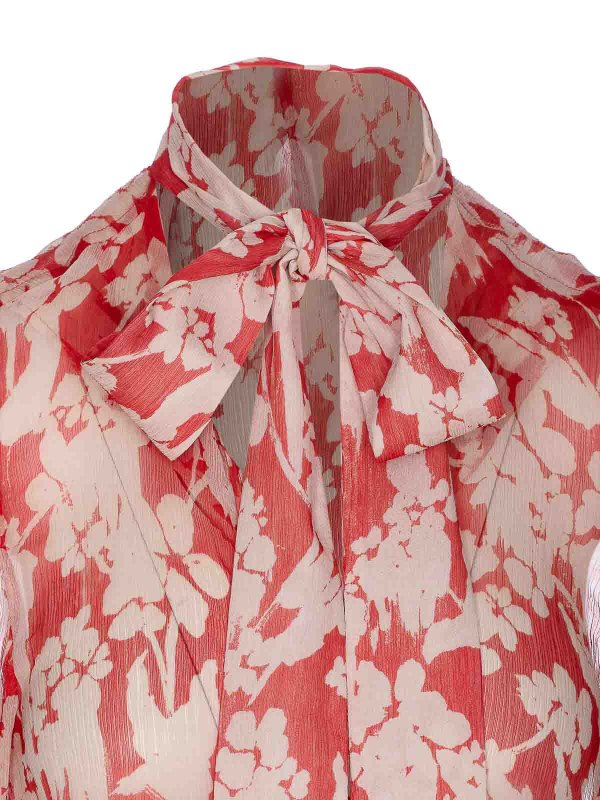 Red Draped Pleated Shirt shop online: VICTORIA BECKHAM