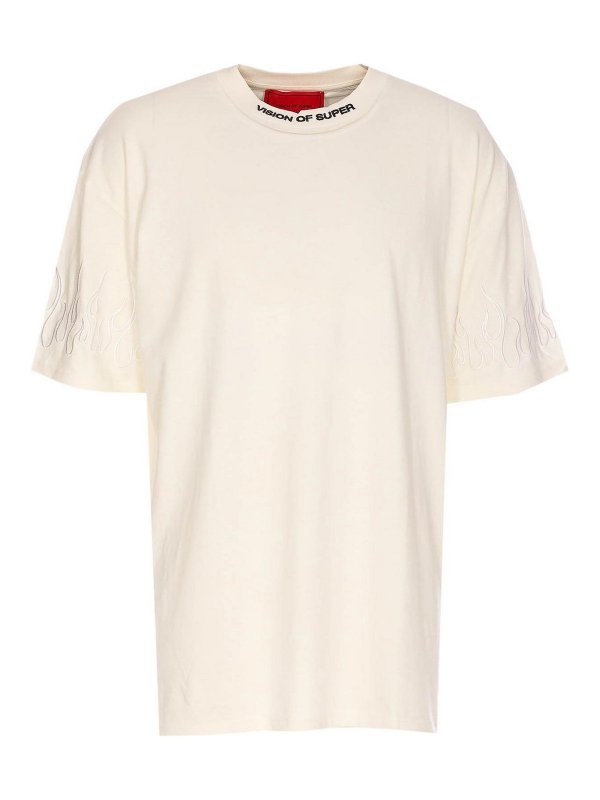 VISION OF SUPER: t-shirt - Maglietta con fiamme ricamate