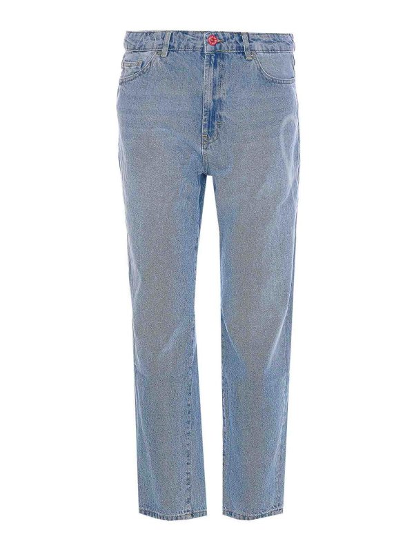 VISION OF SUPER: bootcut jeans - Heart Laser Print Jeans