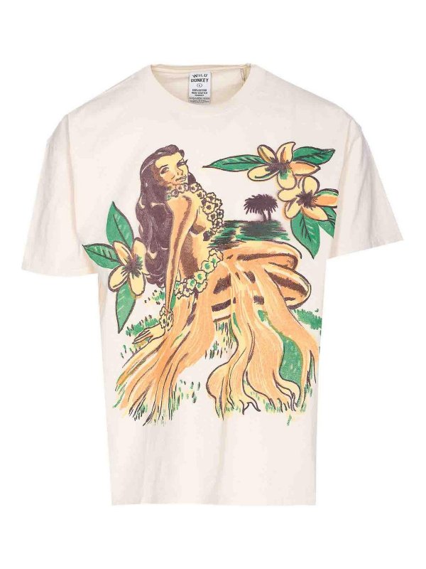 Tシャツ・カットソー WILD DONKEY Men T Shirts HAWAIAN TEA DYED White Wild Donkey Hawaian T-Shirt - White - Men | HAWAIANTEADYED