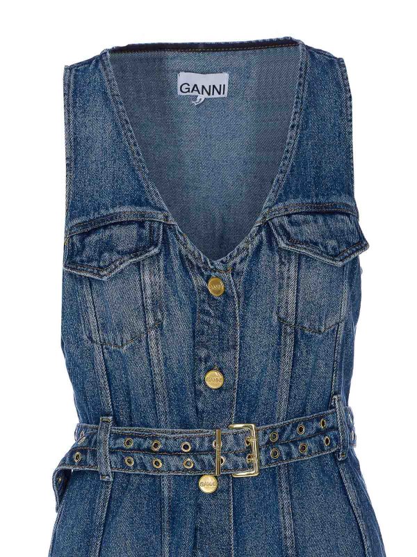 膝丈ドレス - ブルー shop online: GANNI