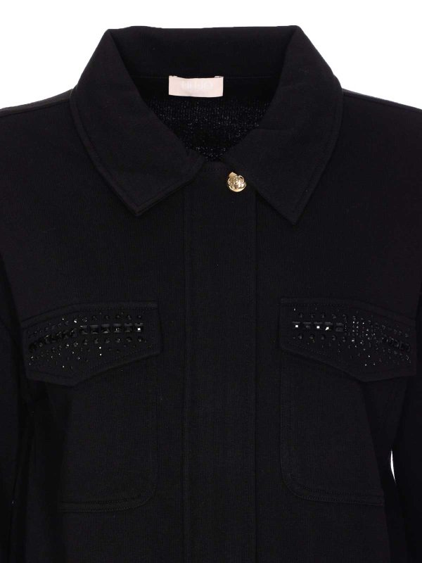 Black Sweatshirt With Frontal Zip Closure shop online: Liu Jo