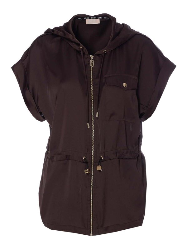 Liu Jo: vests - Brown Vest With Frontal Zip Closure