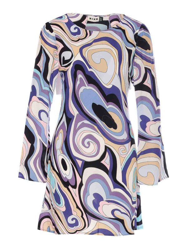 RIXO: knee length dresses - Multicolor Ridley Dress