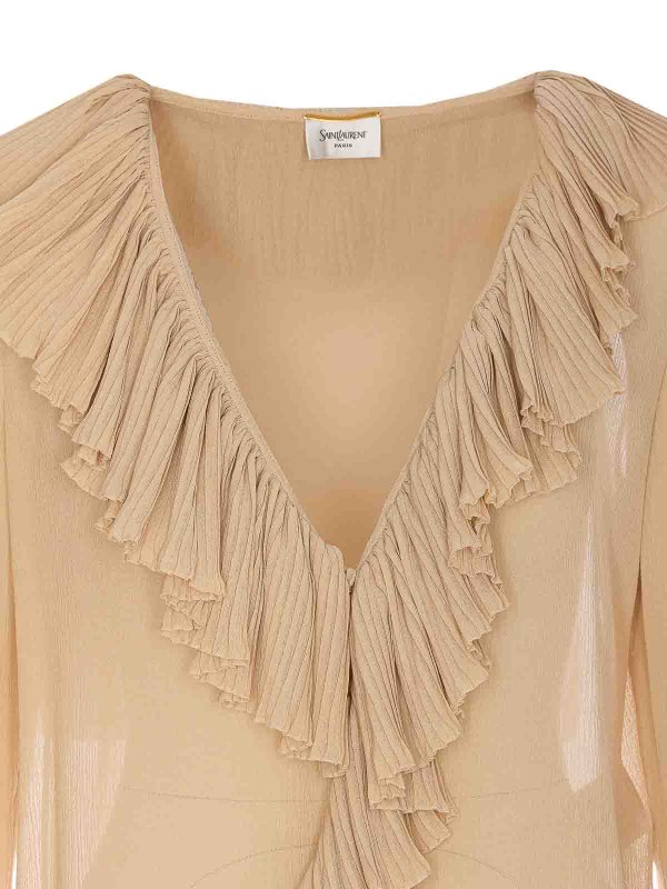 Beige Mousseline Shirt shop online: SAINT LAURENT