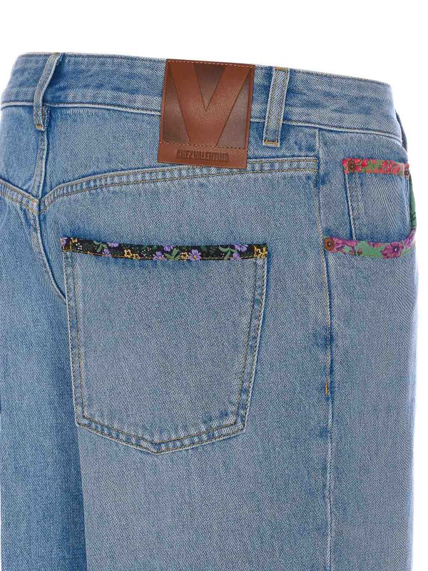 VALENTINO GARAVANI: pantaloni shorts online - Pantaloni di denim con stampa floreale