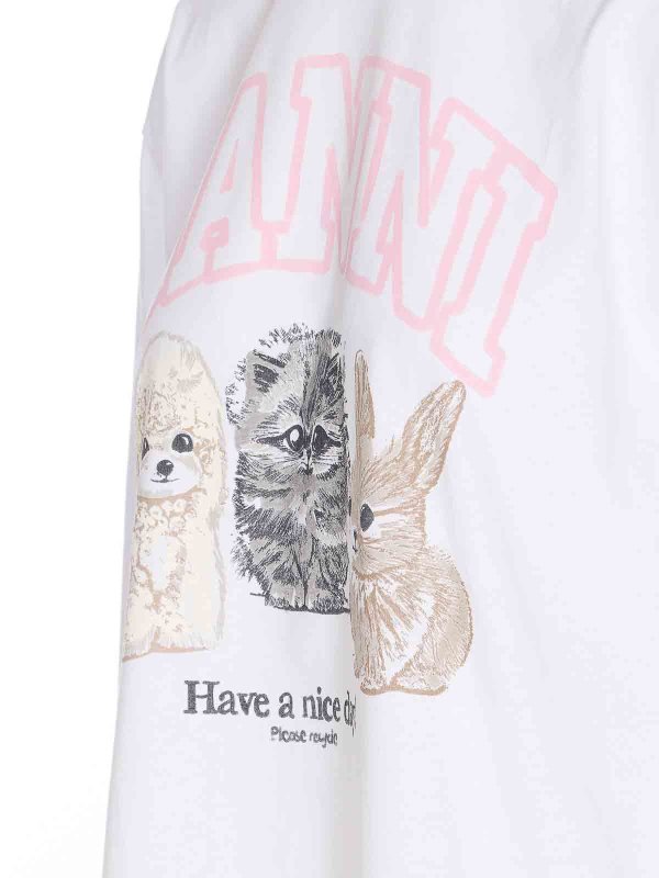 The Best Shops GANNI: Tops & Tank tops - White Re-Cut Heavy Long Sleeves Top