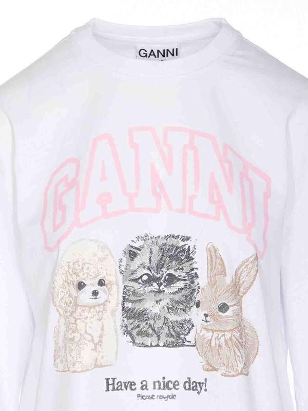 White Re-Cut Heavy Long Sleeves Top shop online: GANNI