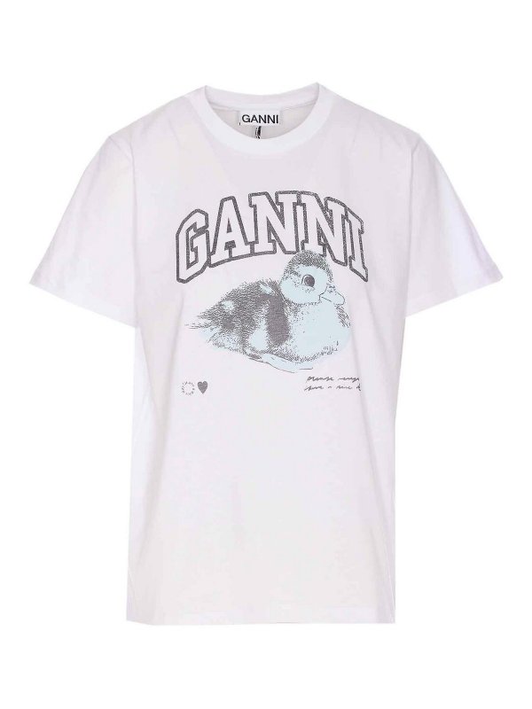 GANNI: Camisetas - Camiseta - Blanco