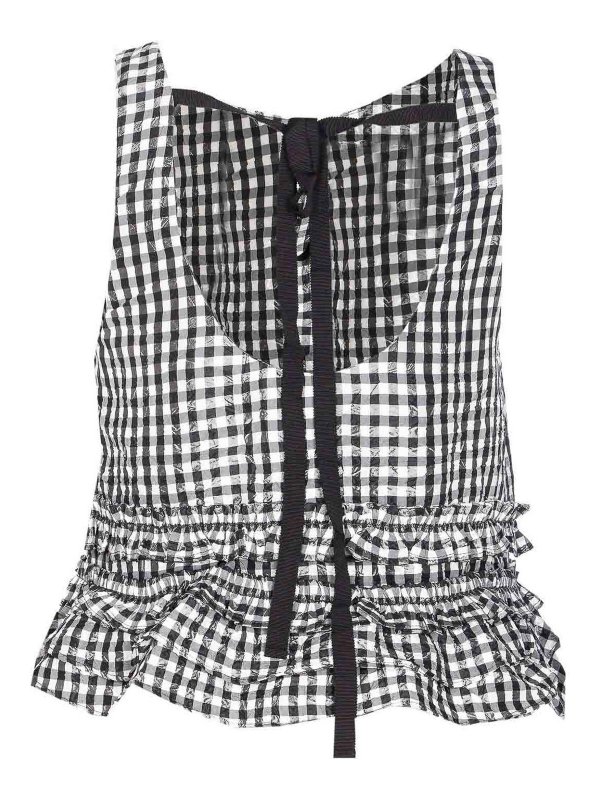 GANNI: Tops & Tank tops online - White And Black Check Top