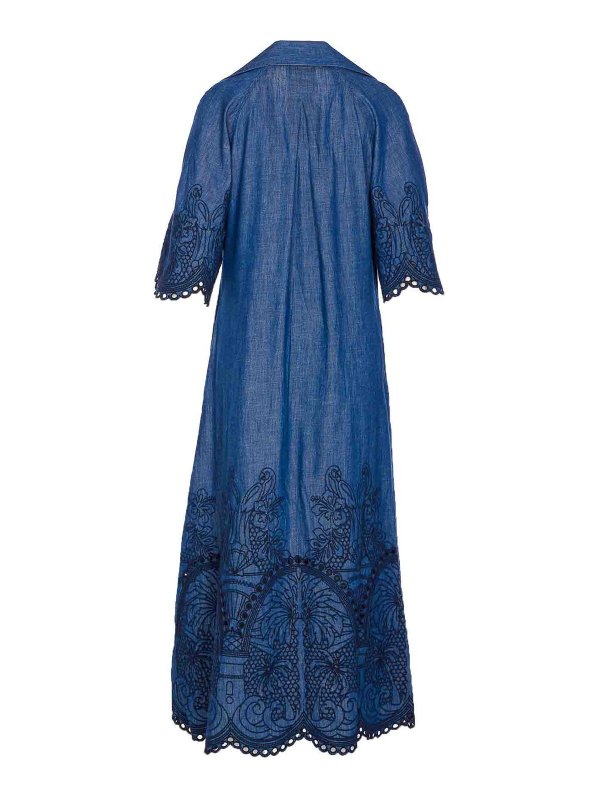 ZIMMERMANN: knee length dresses online - Denim Embroidered Dress