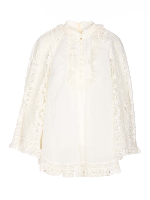 Camicia in pizzo ascensione bianca shop online: ZIMMERMANN
