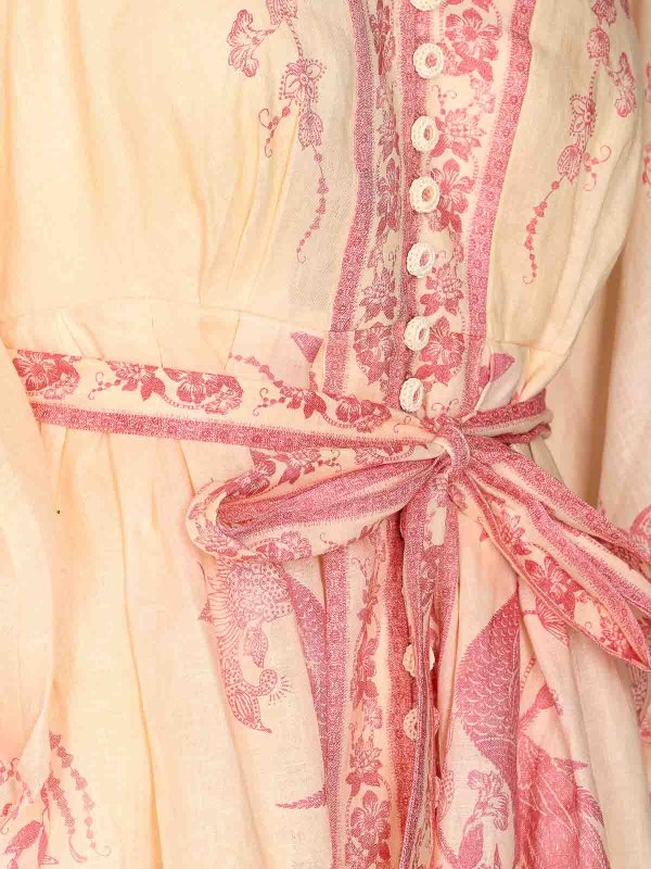 The Best Shops ZIMMERMANN: short dresses - Pink And Beige Lucky Plunge Mini Dress