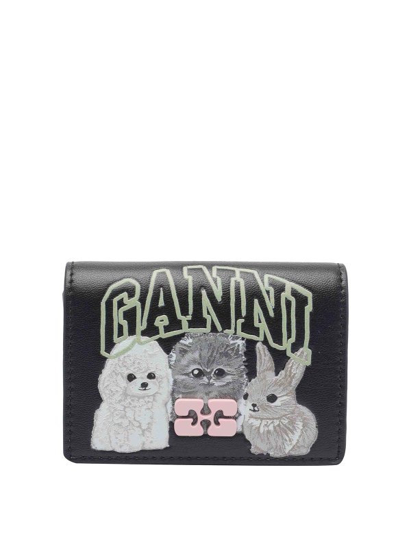 GANNI: key holders - Black Bou Animals Cards Holder