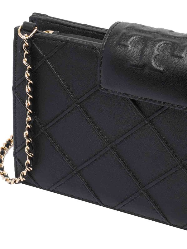 Black Mini Fleming Chain Wallet shop online: TORY BURCH