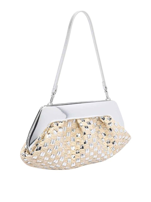 THEMOIRè: totes bags online - Silver Micro Emera Weaved Handbag