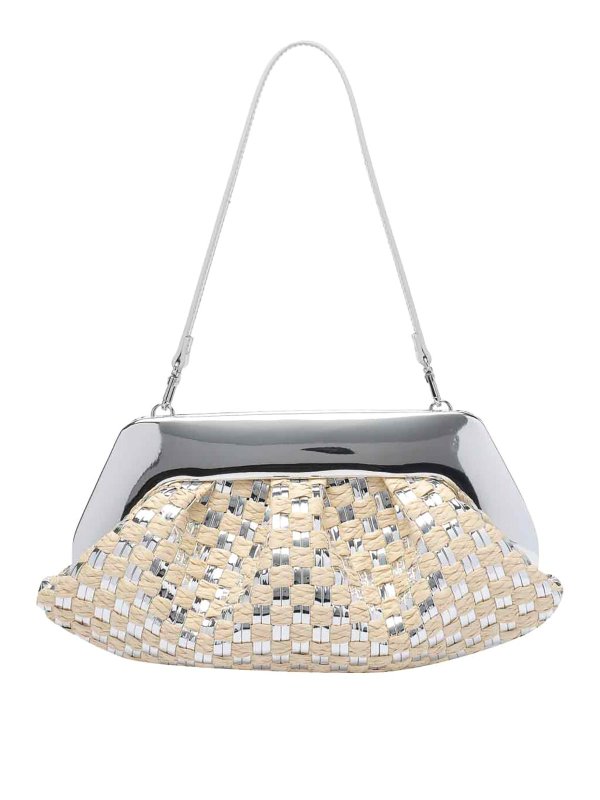 The Best Shops THEMOIRè: totes bags - Silver Micro Emera Weaved Handbag