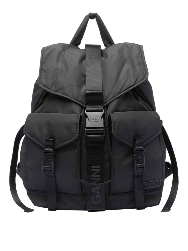 GANNI: backpacks - Black Tech Backpack