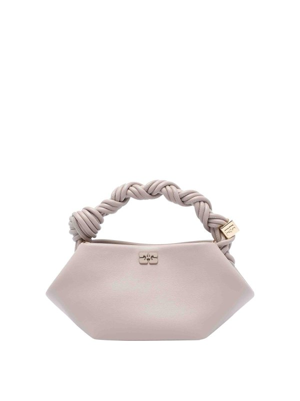 GANNI: shopper - Borsetta mini bou grigio di ostrica
