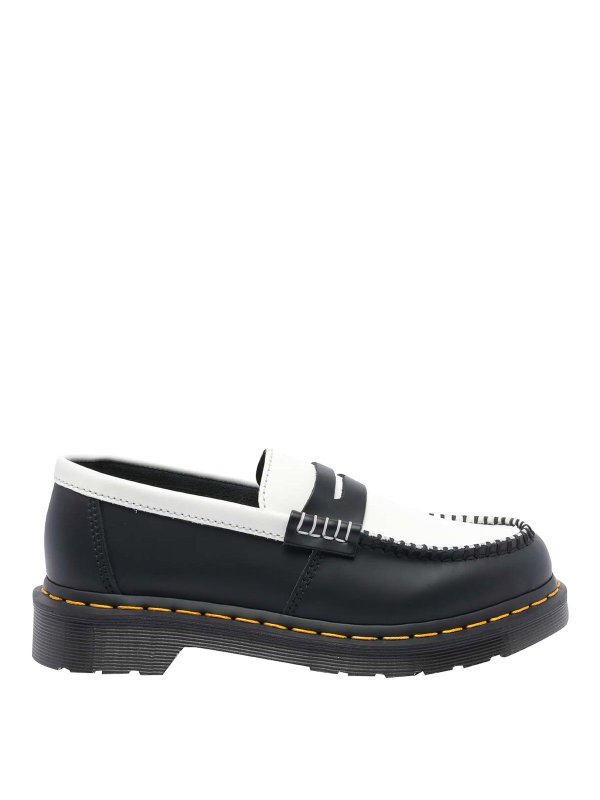 DR. MARTENS: Loafers & Slippers - Black And White Penton Loafers