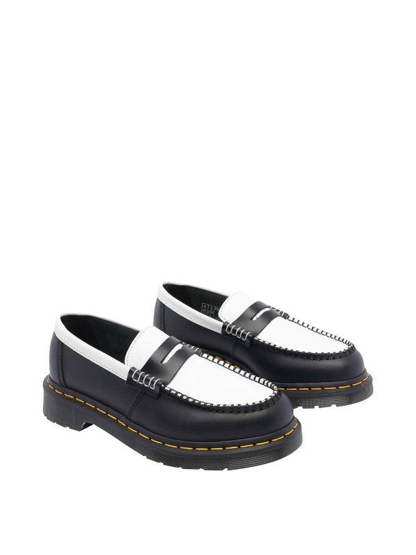 DR. MARTENS: Loafers & Slippers online - Black And White Penton Loafers