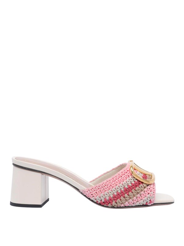VALENTINO GARAVANI: sandals - Crochet Vlogo Signature Slide Sandals