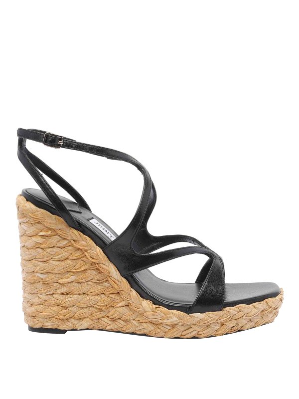 JIMMY CHOO: espadrilles - Black Ayla Wedges