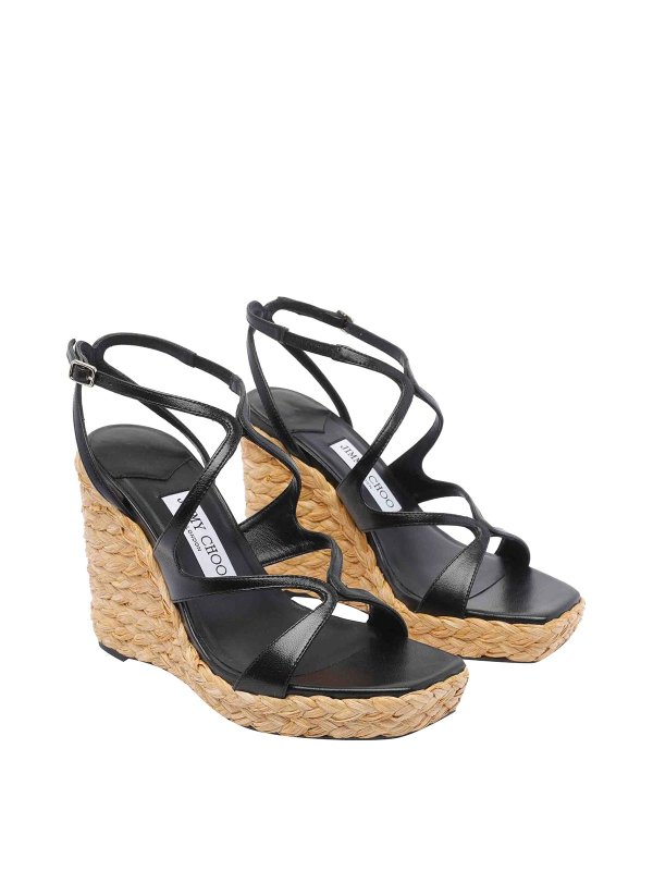 JIMMY CHOO: espadrilles online - Black Ayla Wedges