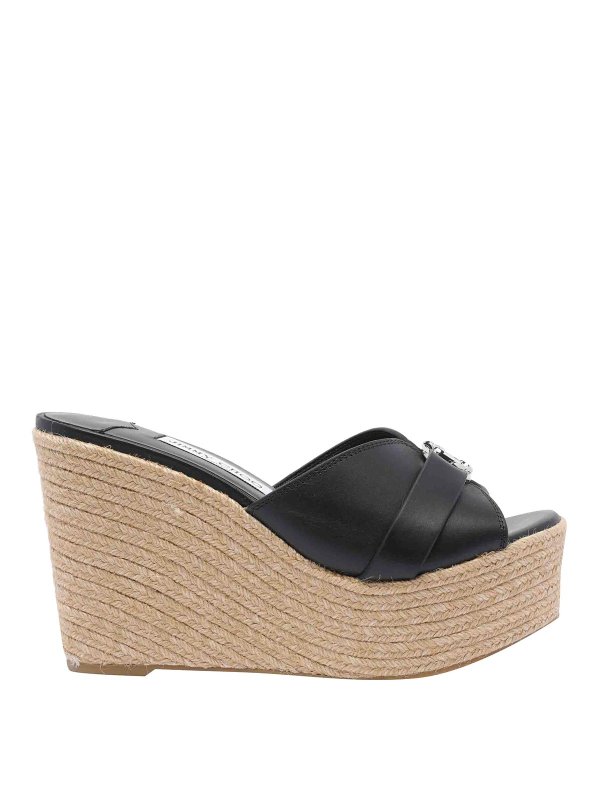 JIMMY CHOO: sandals - Black Leda Wedges Sandals