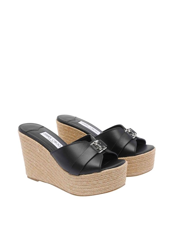 JIMMY CHOO: sandals online - Black Leda Wedges Sandals