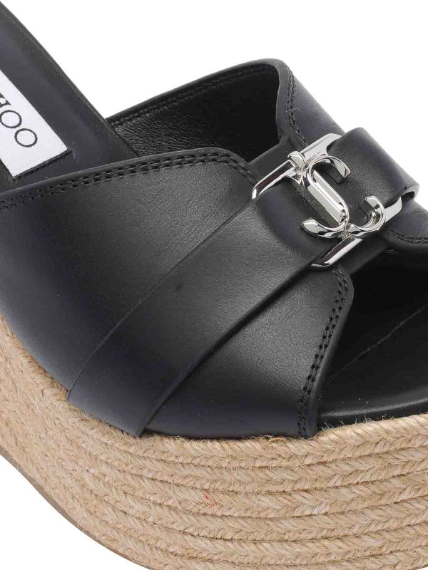 Black Leda Wedges Sandals shop online: JIMMY CHOO