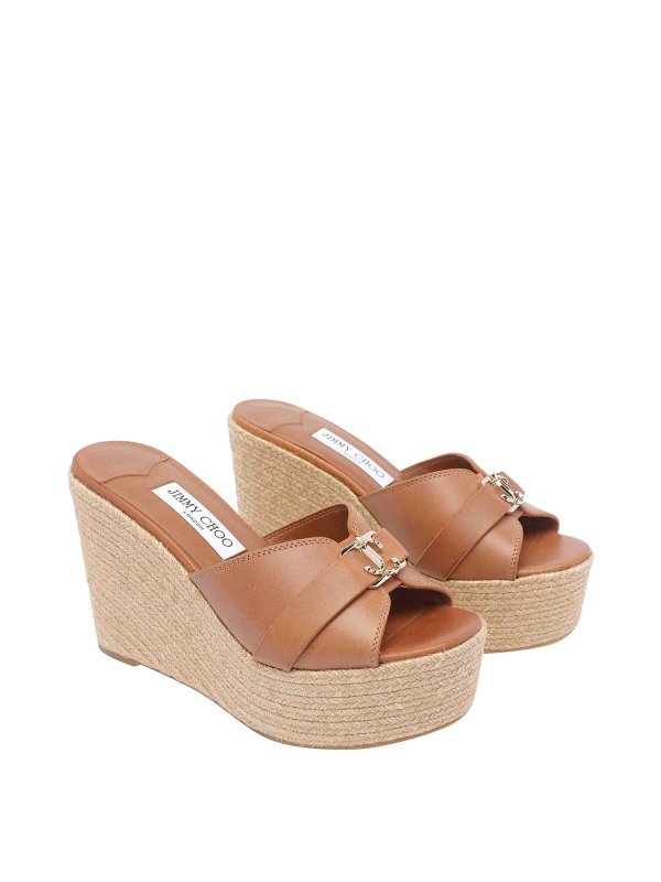 JIMMY CHOO: sandals online - Brown Leda Wedges Sandals