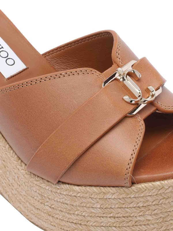 Brown Leda Wedges Sandals shop online: JIMMY CHOO
